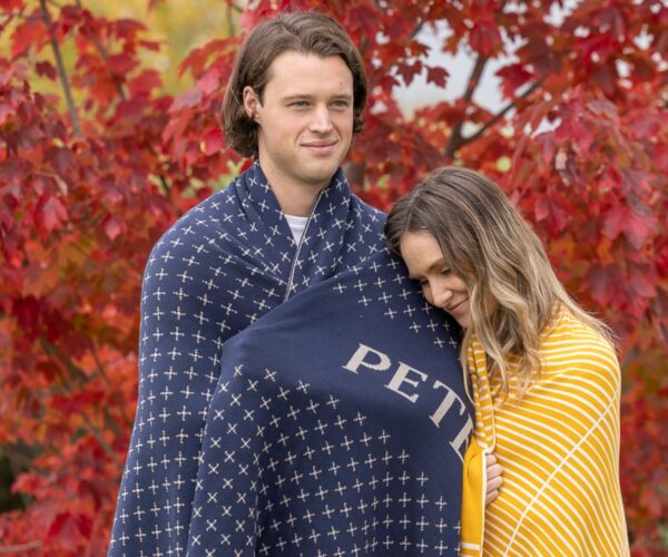customized blankets navy and yellow