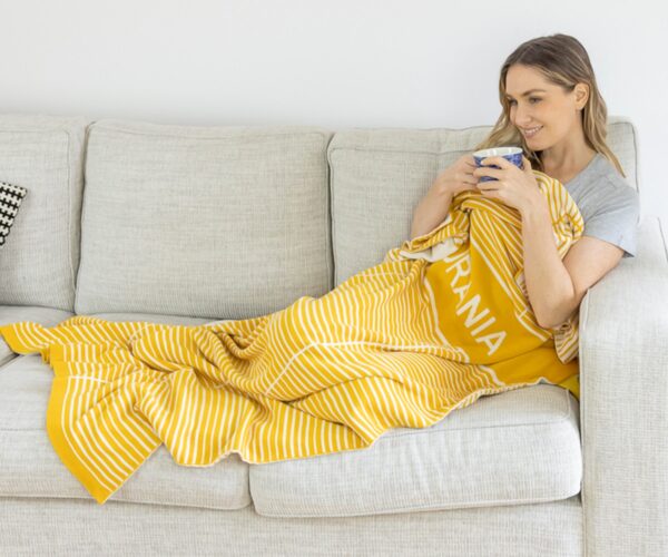 customized yellow blanket with name
