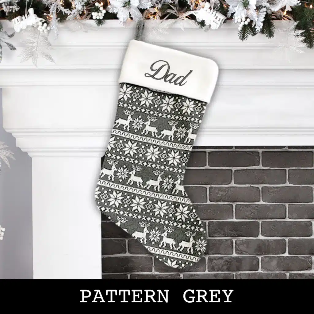 Grey Pattern Christmas Stocking