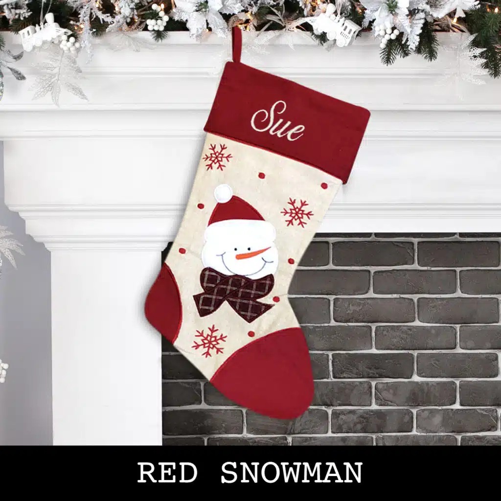 Red Snowman Christmas Stocking