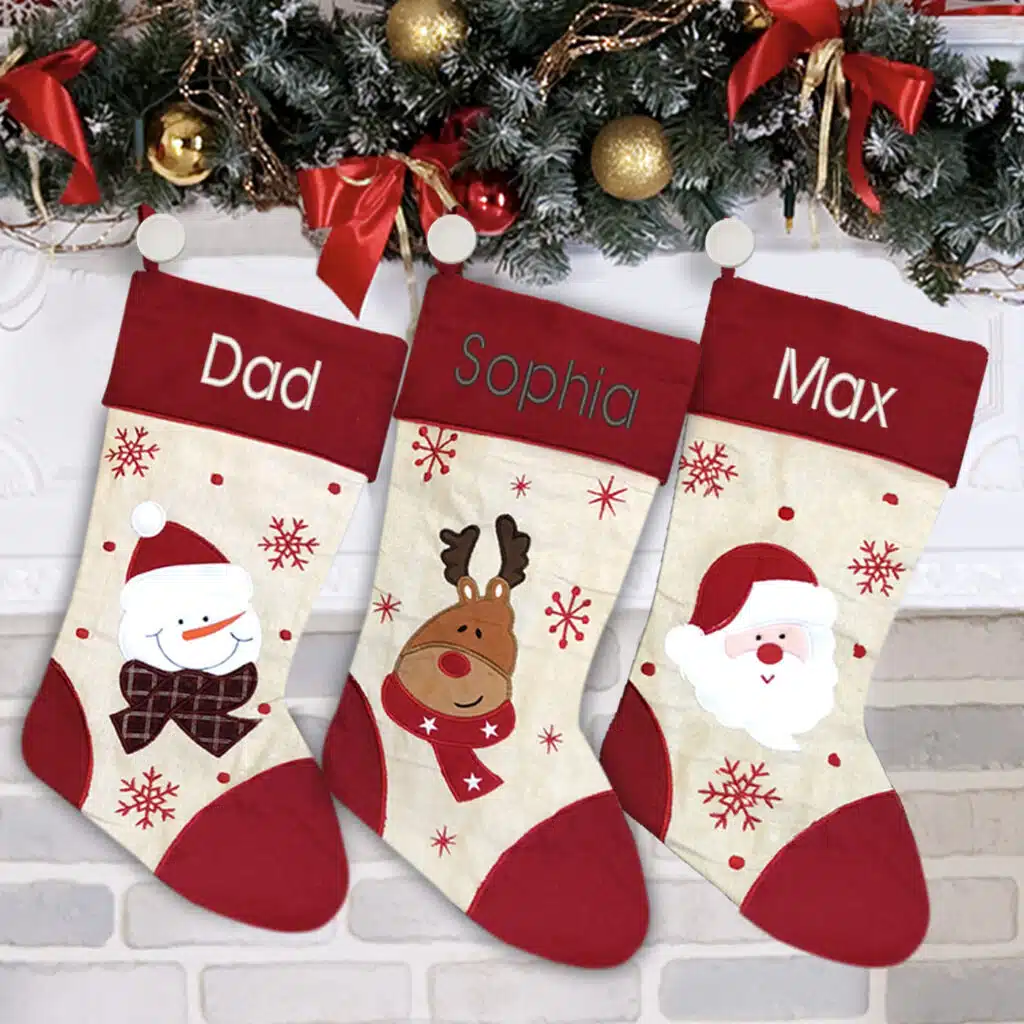 Red Snowman Christmas Stocking