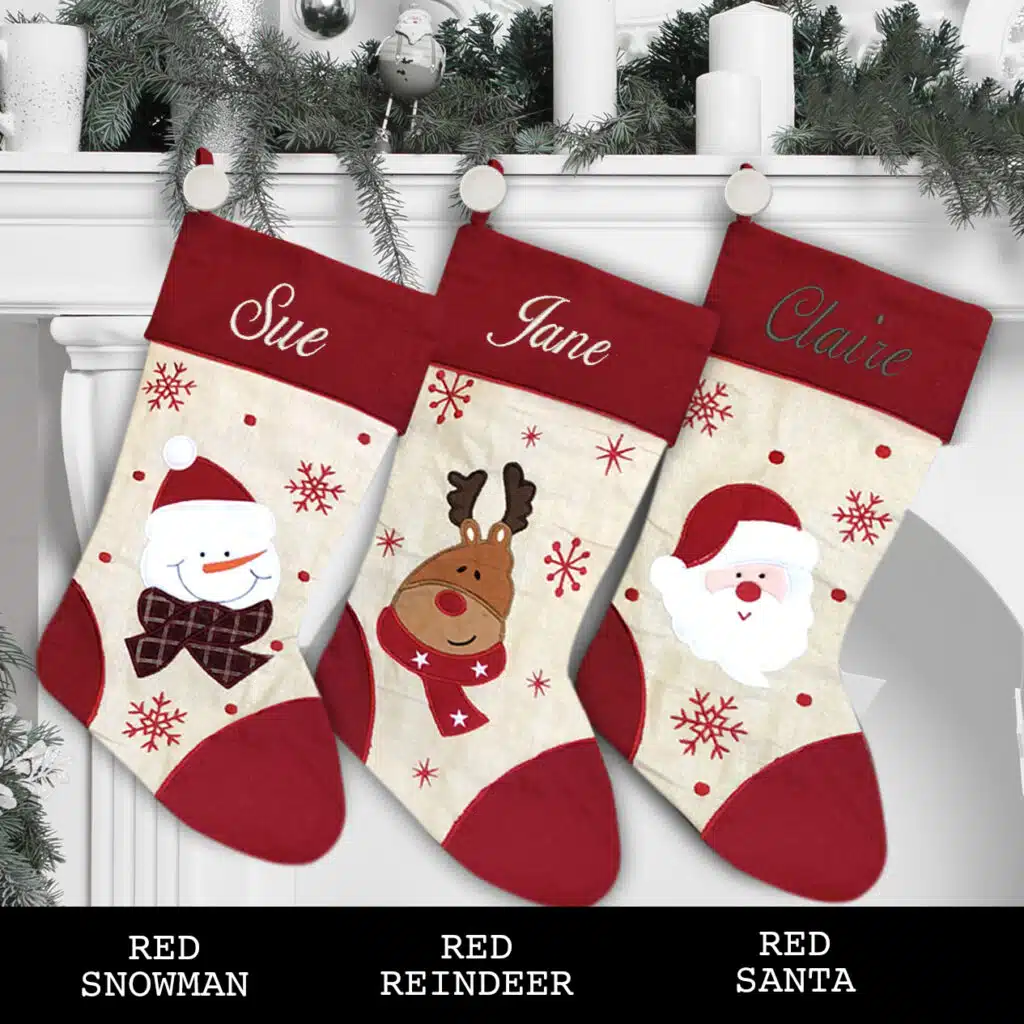 Red Snowman Christmas Stocking