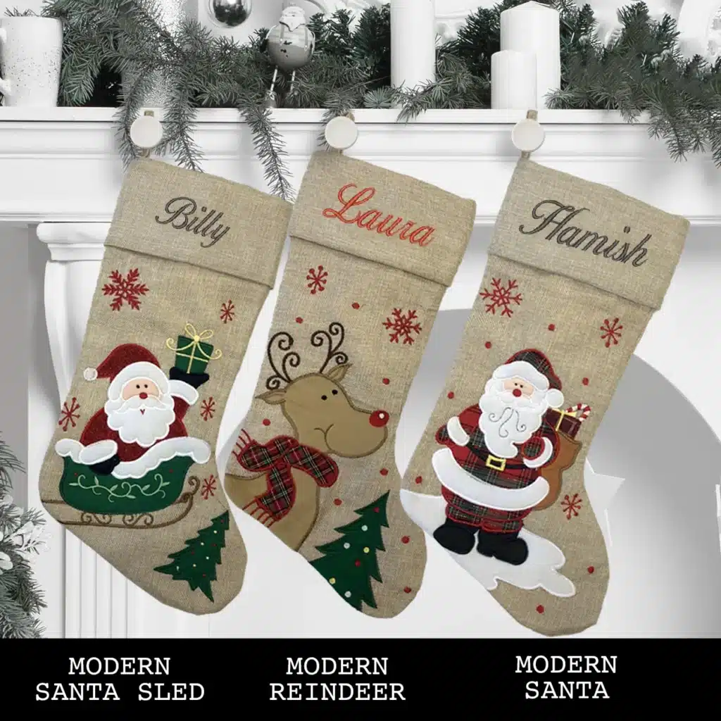 Modern Sleigh Christmas Stocking
