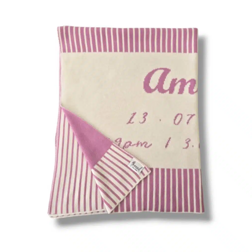 Vertical Striped Birth Details Blanket