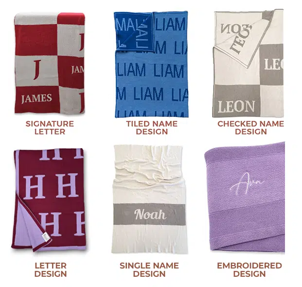 Featured baby name blanket designs