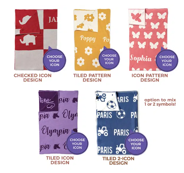 Icon and symbol personalized blankets