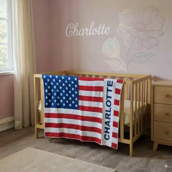 charlotte-american-blanket-with-name-charlotte-in-baby-room-nursery-with-dresser-wall-sticker-flower-name-plaque